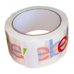 EBAY BRANDED SHIPPING PACKING TAPE ROLLS (4 PACK) CLEAR LOGO TAPE LOT NEW